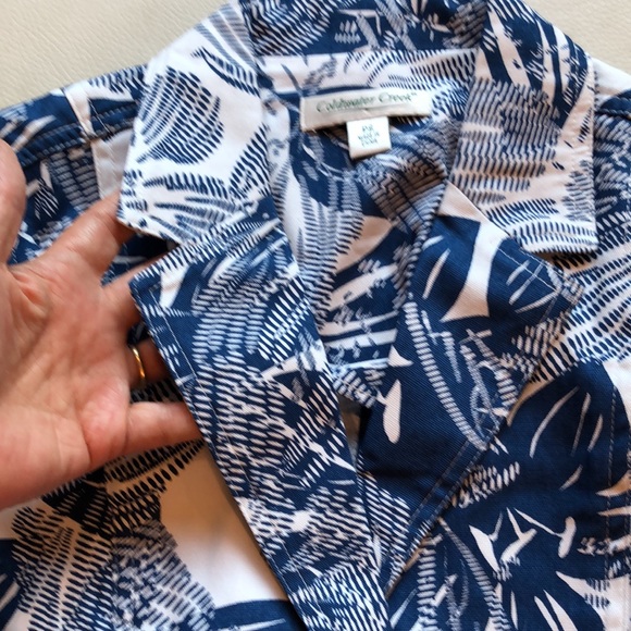 Coldwater Creek teal/white blazer - Picture 3 of 11